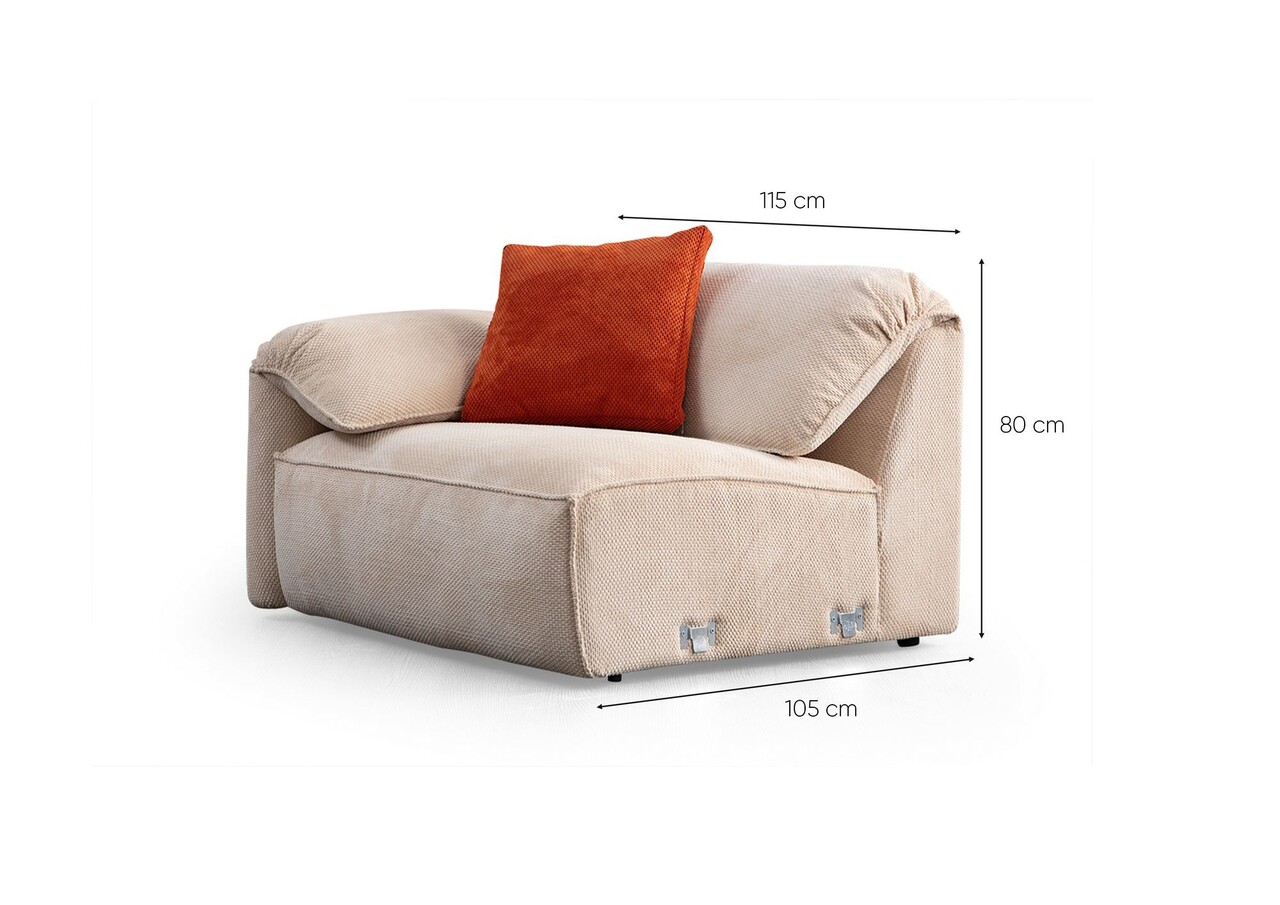 Coltar, Atelier del Sofa, 560ARE5266, Cadru: LEMN/PAL, Cremă / Portocală