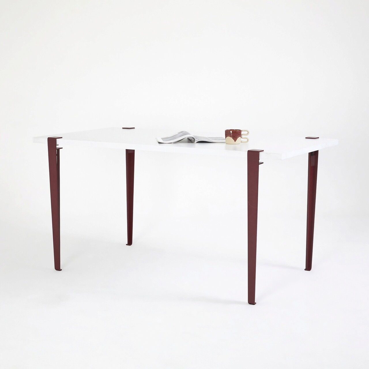 Masa, Logg, Pineios, 150x75x75 cm, Alb / Burgundia - 1 | YEO