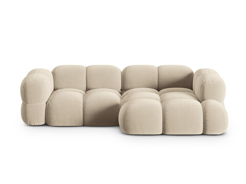 Coltar dreapta 3 locuri, Loretto, Cosmopolitan Design, 250x147x68 cm, catifea, bej deschis
