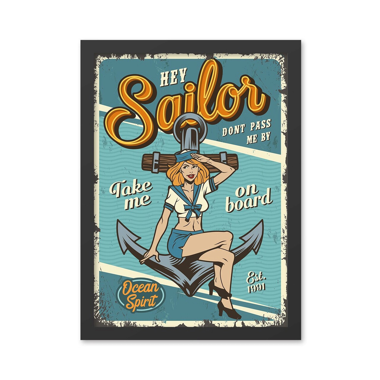 Tablou decorativ, Sailor (40 x 55), MDF , Polistiren, Multicolor