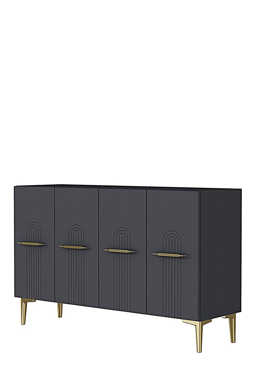 Consola, Hanah Home, Ida 120, 120x79x32 cm, Antracit / Aur - view 4