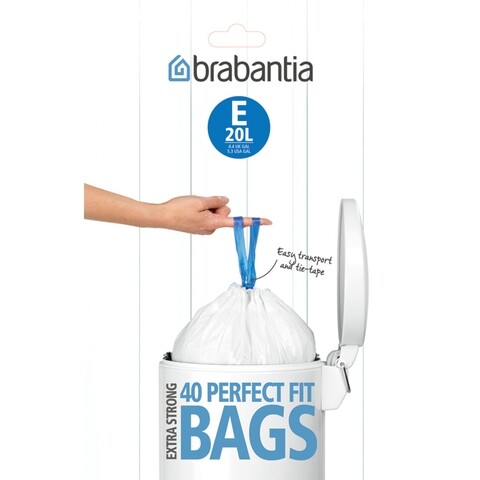 Set 40 saci de gunoi, Brabantia, PerfectFit, 20 L, plastic HDPE