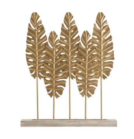 Decoratiune Long Leaf, Mauro Ferretti, 47x10x57.5 cm, fier, auriu