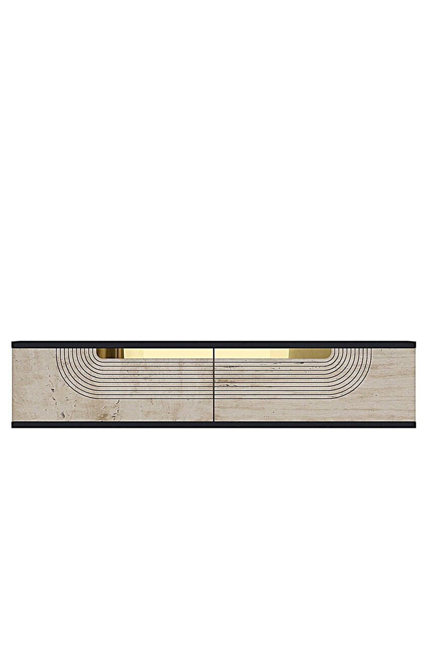 Dulap, Hanah Home, Meyra 120, 120x25.5x29.6 cm, Antracit / Travertin / Auriu — imaginea 5