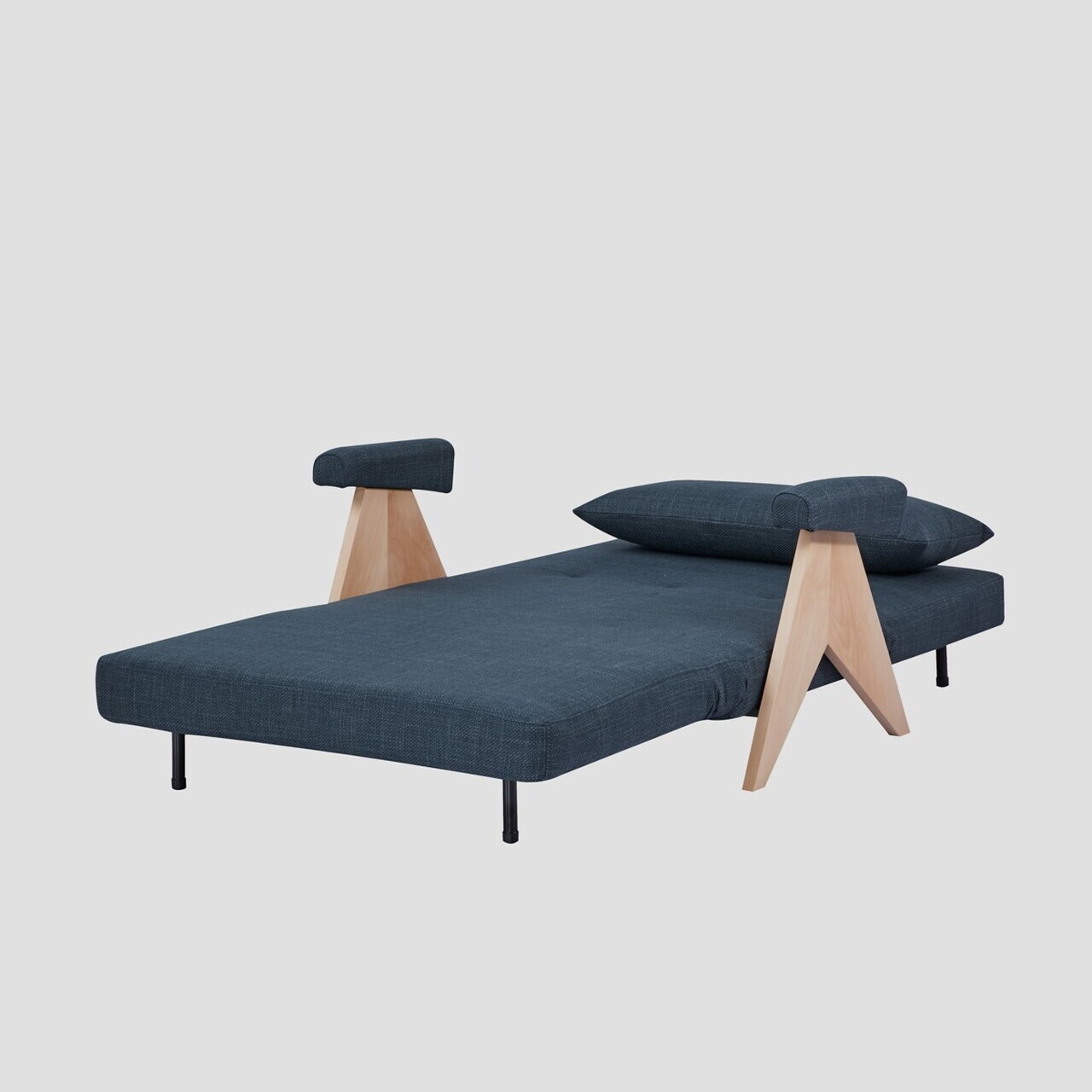 Canapea extensibila 1 loc Calore, Homla, 117x90x82 cm, lemn/poliester, albastru inchis - view 6