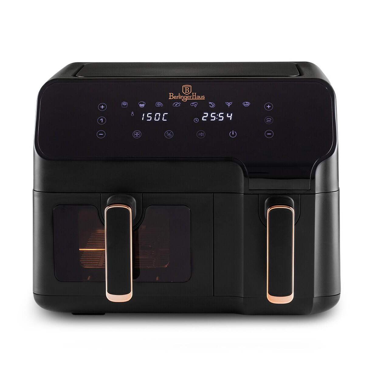 Friteuza dubla cu aer cald Berlinger Haus, Black Rose, 2700W, 5.5+3.5 L, negru - imagine 7