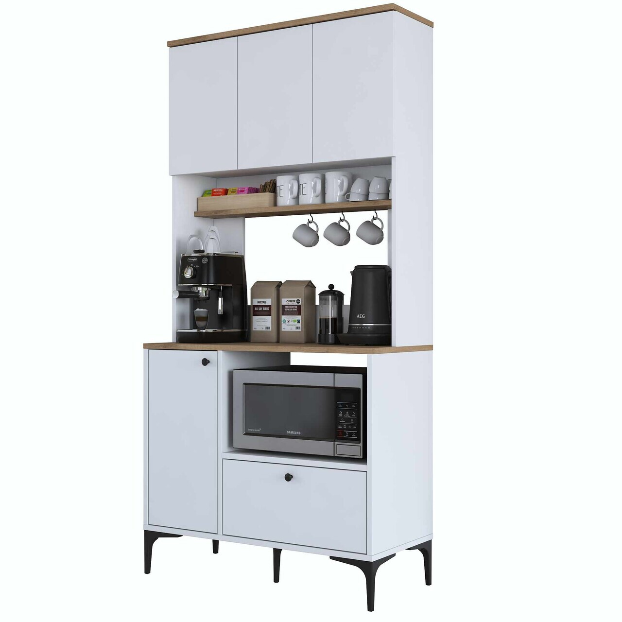 Dulap multifunctional, Hanah Home, JE202, 90.2x184.2x40 cm, Nuc/Alb — imaginea 9
