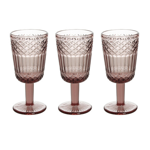 Set 3 pahare Claire, Tognana Porcellane, 270 ml, sticla, roz