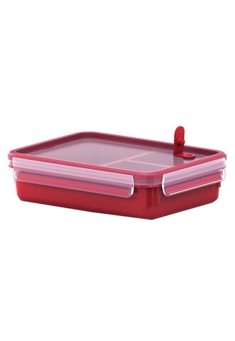 Caserola dreptunghiulara cu capac, Tefal, Clip&Micro, 1.2 L, plastic, rosu mezoni.ro