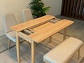 Set masa extensibila si 4 scaune, Vella, Vina Mini 01 1005, PAL, Stejar / Crem