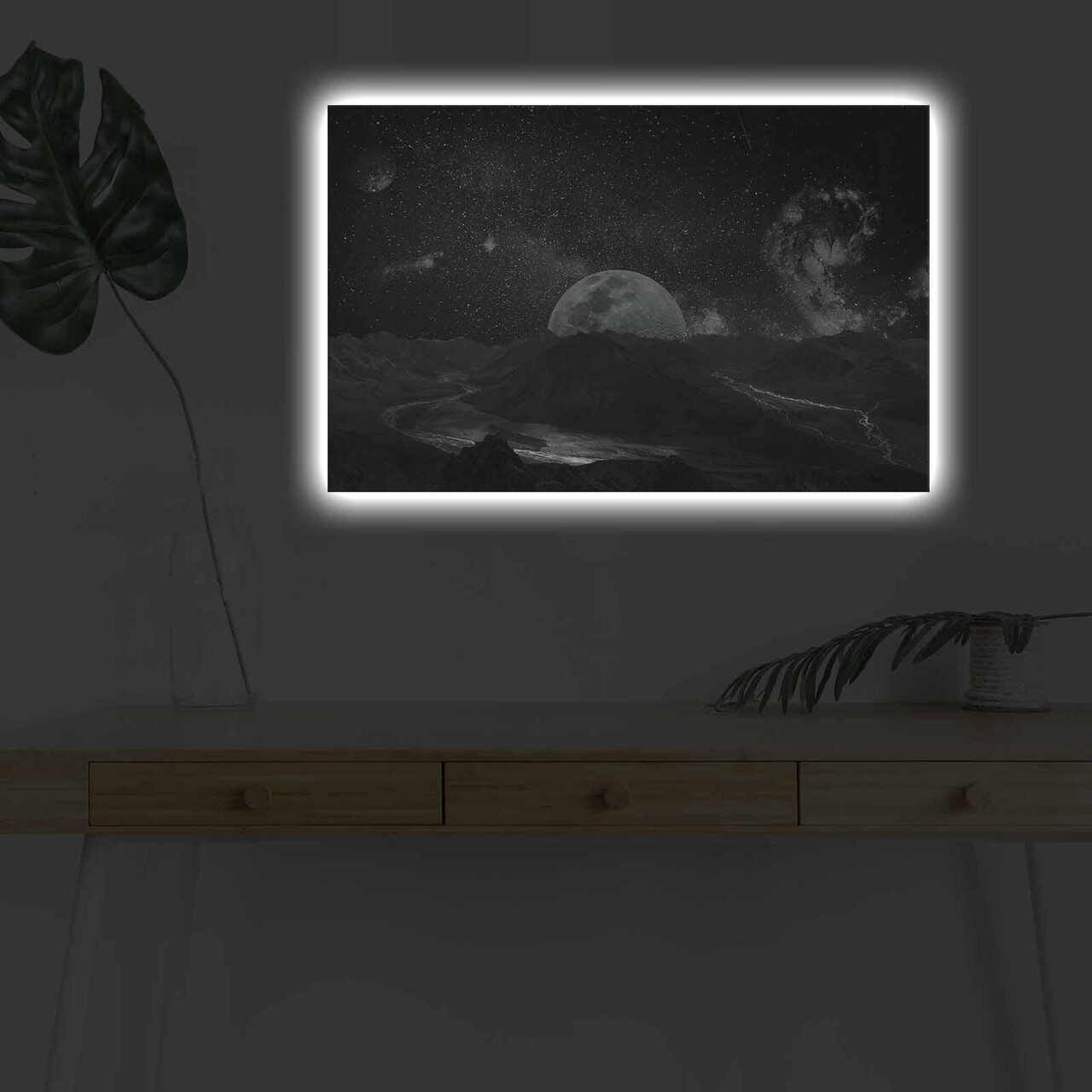 Tablou decorativ cu lumina LED, NASA-026, Dimensiune: 45 x 70 cm, Multicolor - view 3