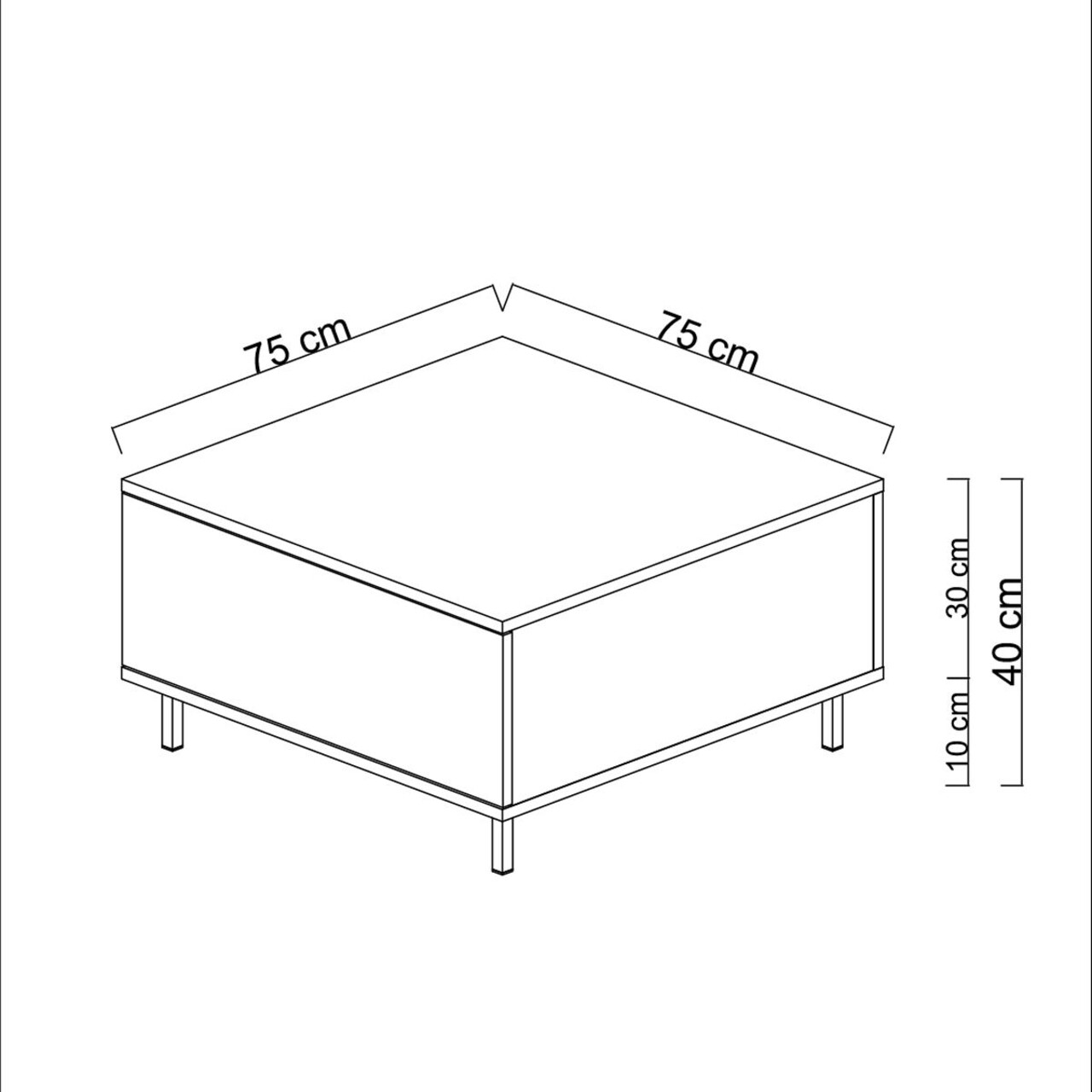Masuta de cafea, Hanah Home, Paris, 75x40x75 cm, Alb - view 6