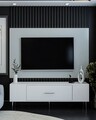 Comoda TV, Olivia, Dekos, 150x48 cm, PAL , Alb / Argintiu