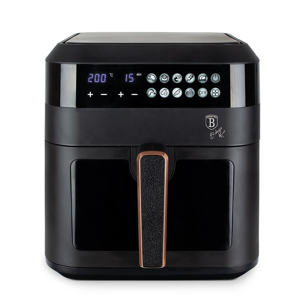 Friteuza cu aer cald si fereastra Berlinger Haus, Black Rose, 6.3 L, 1300W, negru - imagine 2