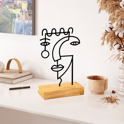 Decoratiune, Fall, 28x8x17 cm, Metal, Lemn/Negru