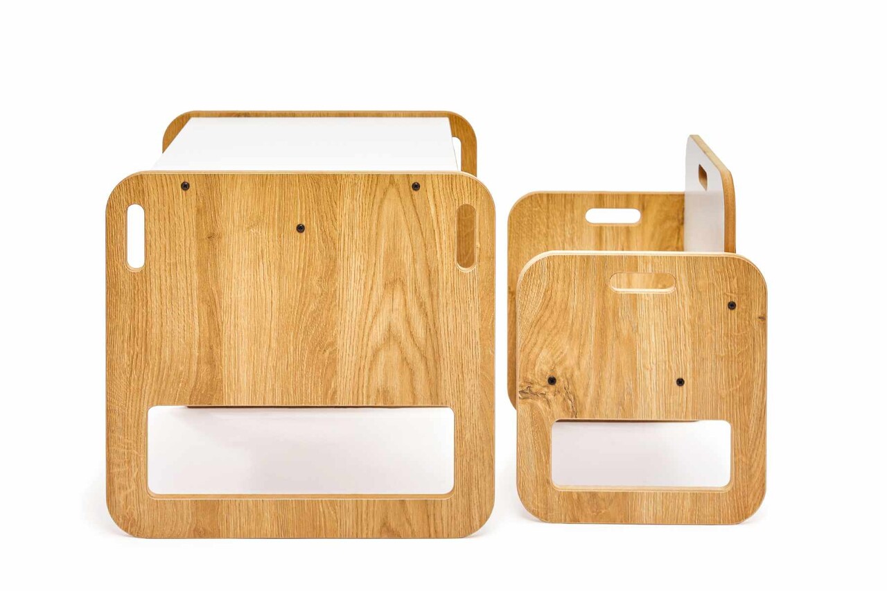 Set masa si scaun pentru copii, Hanah Home, Sparrow, Alb / Natural - view 4