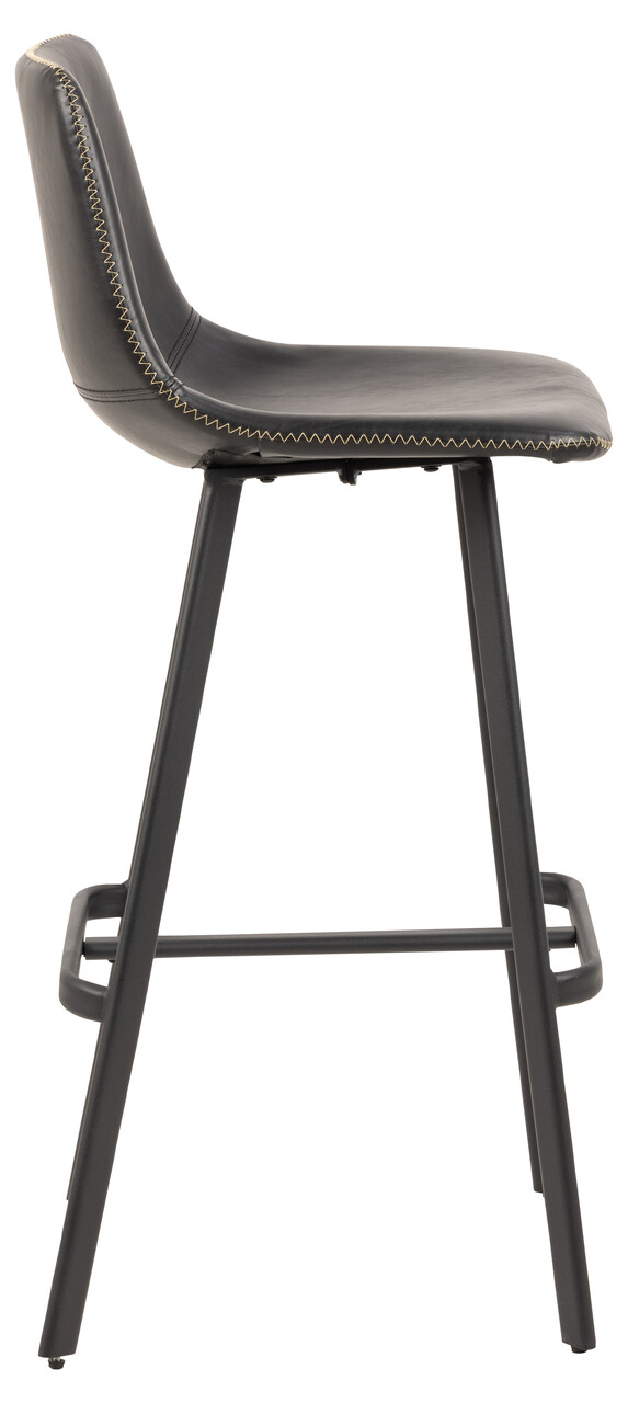 Scaun de bar Oregon, Actona, 46.5x50x103 cm, piele ecologica/otel, negru - view 7