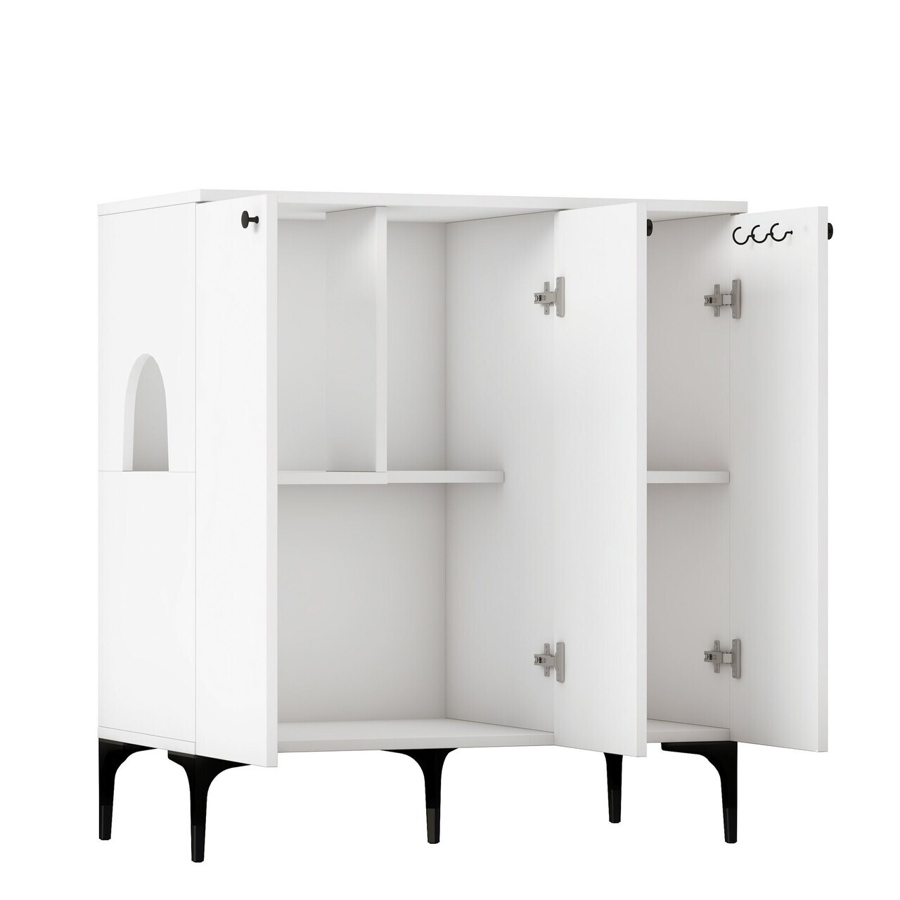 Casă din lemn pentru pisici, Hanah Home, PA102, 90x98.6x45 cm, PAL melaminat, Alb - view 10