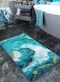 Set 2 covorase de baie Marbling, Confetti, 50x57 cm/57x100 cm, turcoaz