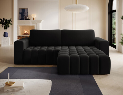 Coltar extensibil dreapta 4 locuri ELTAP, Bon-33, Bonett, 250x175x92 cm, lemn/poliester, negru