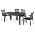 Set 4 scaune si masa dreptunghiulara mica Encore Mauro, 150x90x74, aluminiu, negru/gri