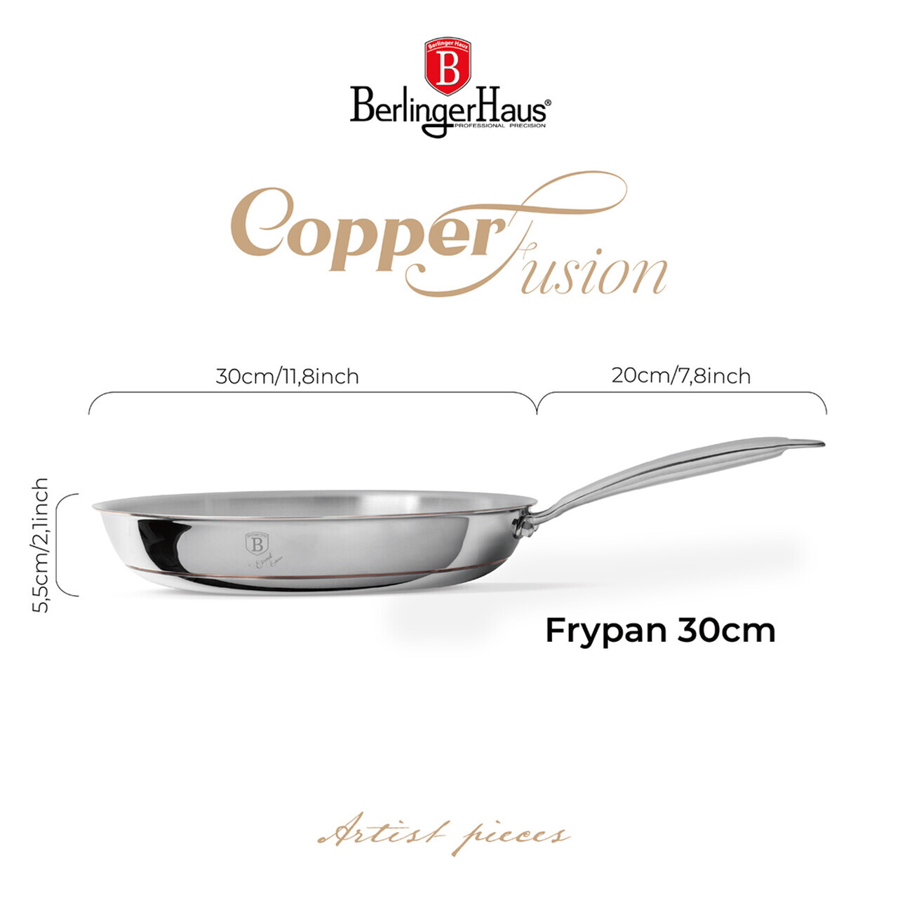 Tigaie Berlinger Haus, Copper Touch, 30 cm, inox, argintiu - imagine 10