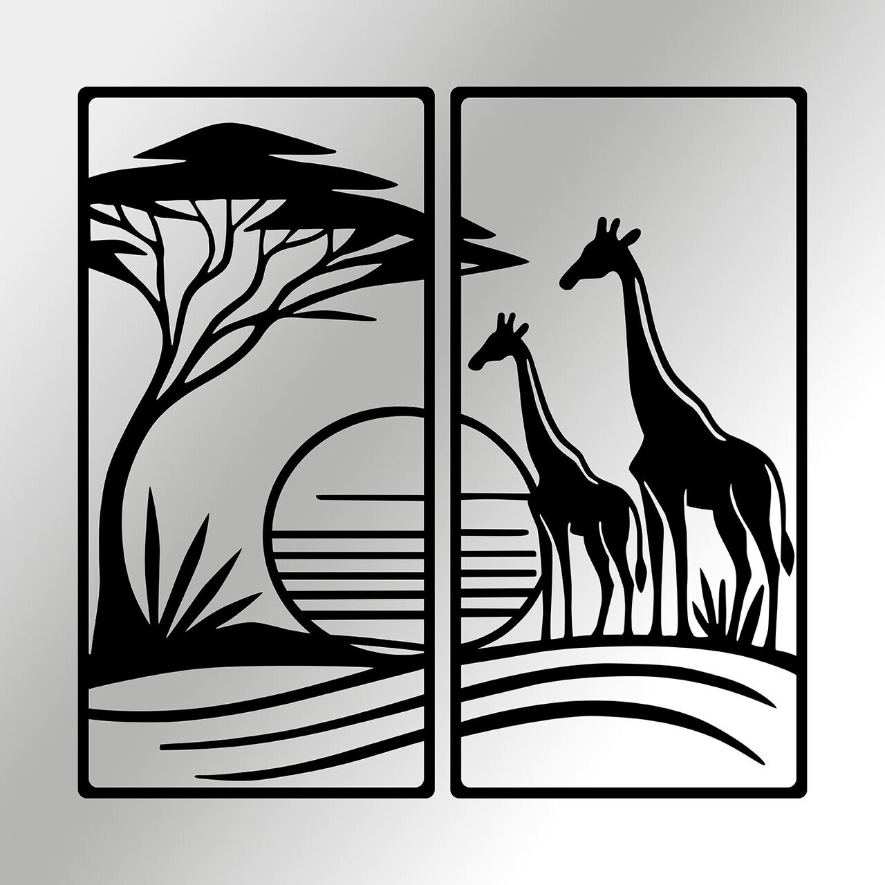 Decoratiune de perete, Safari, Metal, Grosime: 1,2 mm, Negru — imaginea 5
