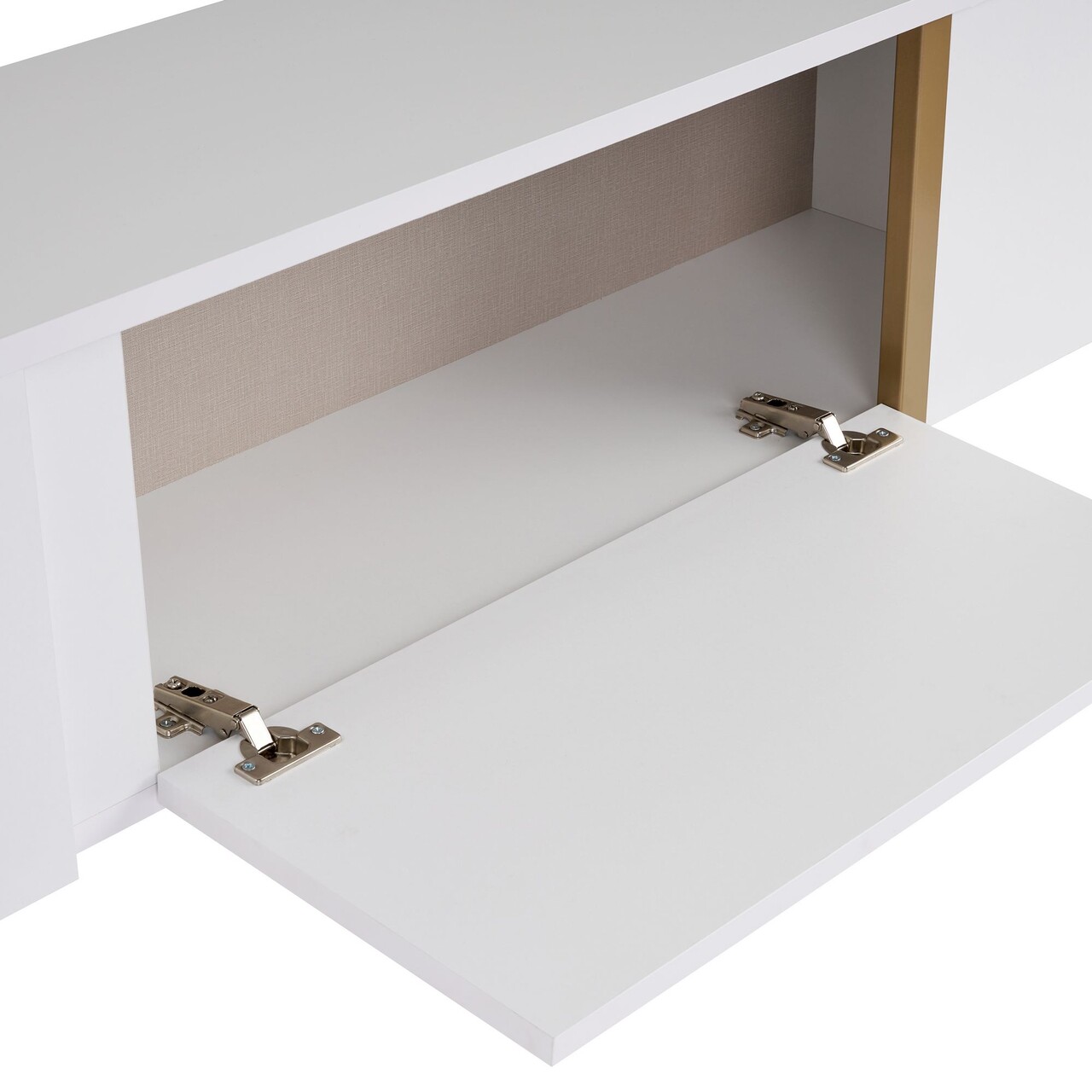 Comoda TV, Nordure, Onera, 180x50x30 cm, Alb/Auriu - imagine 4