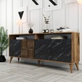 Consola, Hommy Craft, Milan, 180 x 78.6 x 35 cm, pal melaminat, nuc/negru