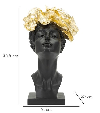 Statueta decorativa, Woman With Butterfly, Mauro Ferretti, 21 x 20 x 36.5 cm, polirasina, negru/auriu