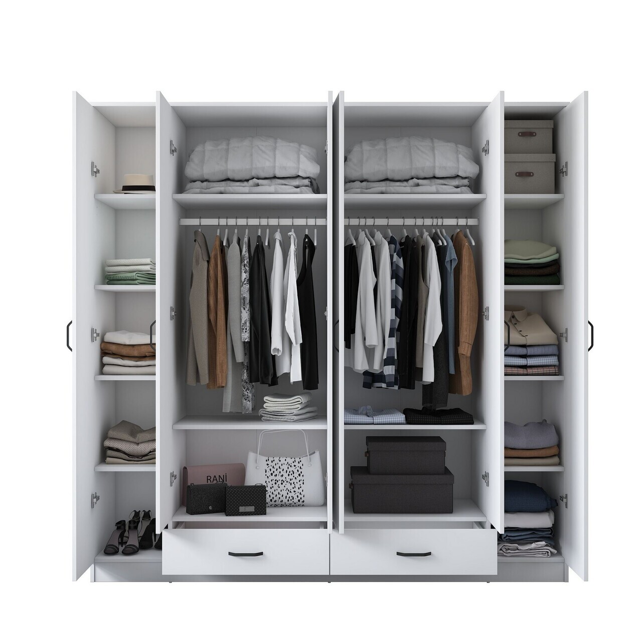 Dulap pentru haine, Hanah Home, BA134, PAL melaminat, Alb - view 7