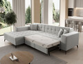 Coltar extensibil stanga 4 locuri ELTAP, Sol-07, Solange, 292x196x84 cm, lemn/poliester, gri deschis