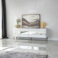 Comoda TV, Neostill, Leon, 180x59x35 cm, PAL, Alb/Auriu