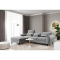 Coltar extensibil stanga 4 locuri ELTAP, Foble, 267x196x100 cm, lemn/poliester, gri deschis