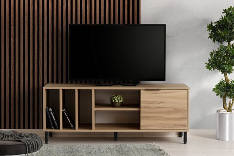 Comoda TV, Kalune Design, Bodegas, 140 x 55 x 40 cm, pal melaminat, stejar 140