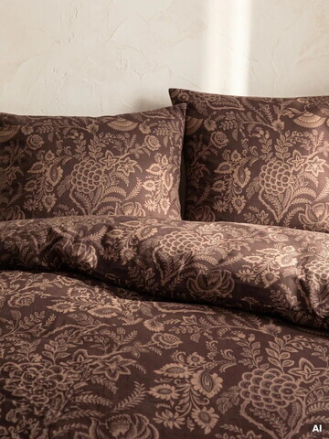 Lenjerie de pat King Size, Elio, Homla, 200x220 cm, 3 piese, bumbac, maro