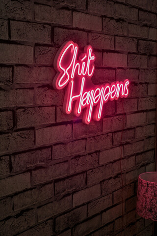 Decoratiune luminoasa led, shit happens, benzi flexibile de neon, dc 12 v, roz