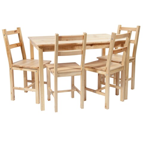 Set masa si 4 scaune Creaciones Meng, 110x73x73 cm / 38x45x85 cm, lemn de pin