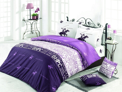 Lenjerie de pat pentru o persoana (fr), bhpc 004 - lilac, beverly hills polo club, bumbac ranforce