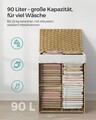 Cos de rufe, Songmics,  46x33x60 cm, 90 L, ratan sintetic/fier/bumbac, maro