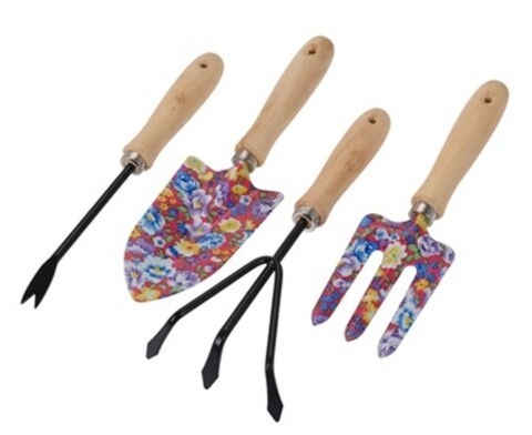 Poza Set 4 ustensile de gradina Flower, metal, multicolor