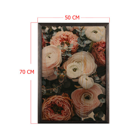 Tablou decorativ, Roses XL, Lemn, Lemn, Multicolor