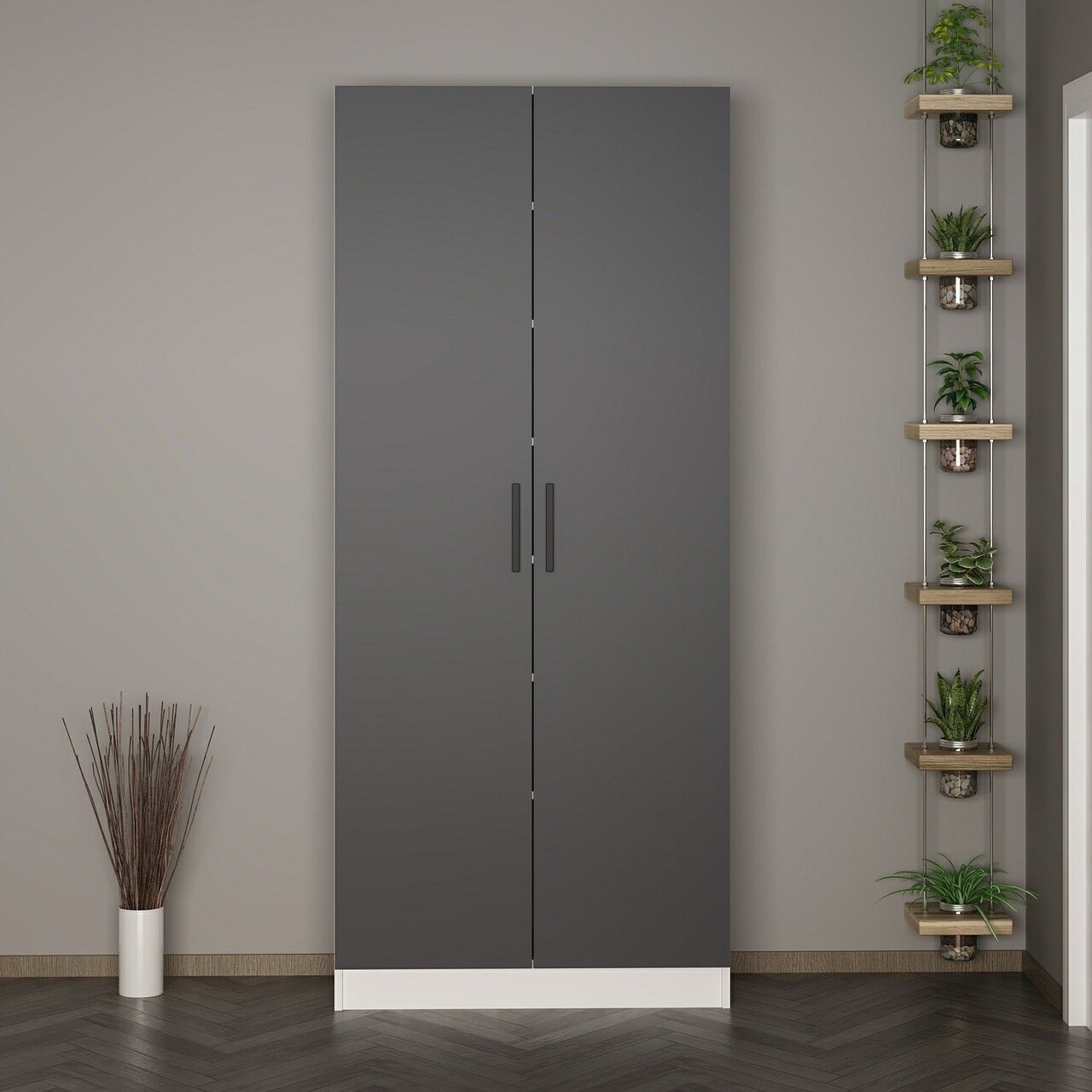 Cuier de perete, Minerva, Noah, 90x210x35 cm, PAL, Antracit - 2 | YEO