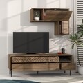 Comoda TV cu raft, Decortie, Heaton, pal melaminat, maro