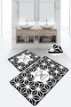 Set 2 covorase de baie Black Glow, Beverly Hills Polo Club, 60x100 cm/50x60 cm, catifea, negru