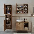 Set Dulap de Baie cu Chiuvetă și Oglindă (3 Piese), Hanah Home, 2485, MDF, Maro