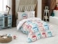 Lenjerie de pat pentru o persoana, 3 piese, 100% bumbac poplin, Hobby, Renata Cream, multicolora