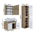 Set Dulap de Baie cu Chiuvetă și Oglindă (3 Piese), Hanah Home, 1756, MDF-LAM, Pin Atlantic / Alb Mat