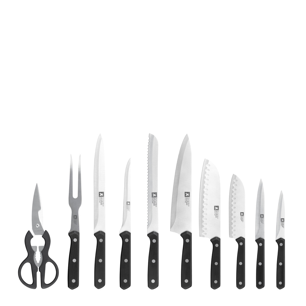 Set 10 cutite si suport Cucina, Richardson Sheffield, 12.5x18.5x36 cm, inox 13/0, negru/natur - 1 | YEO