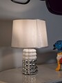 Lampa de masa Lace, Mauro Ferretti, 1 x E14, 40W, 23x33 cm, ceramica/fier, alb/argintiu